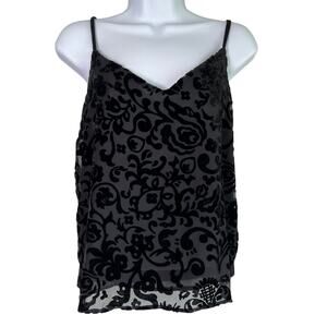 Xhilaration‎ Womens Burnout Velvet Tank Top Cami Black Size XS Whimsigoth Witchy